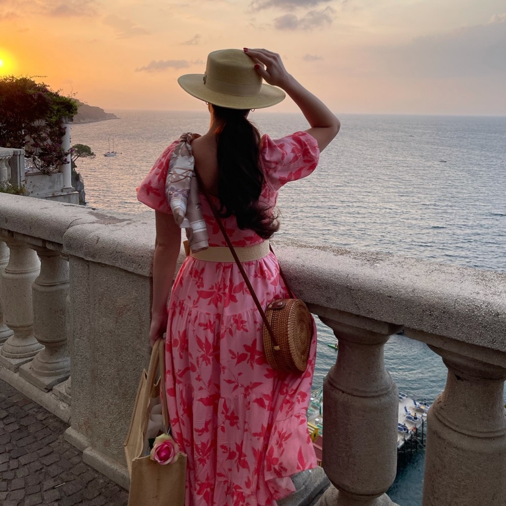 Pink floral Midi dress  - Petal & Pup